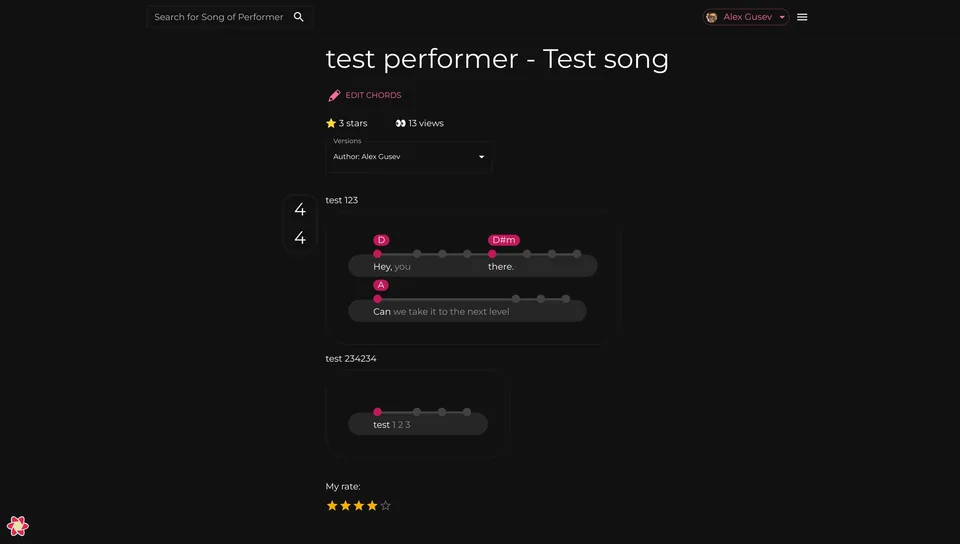 Song page before the redesign
